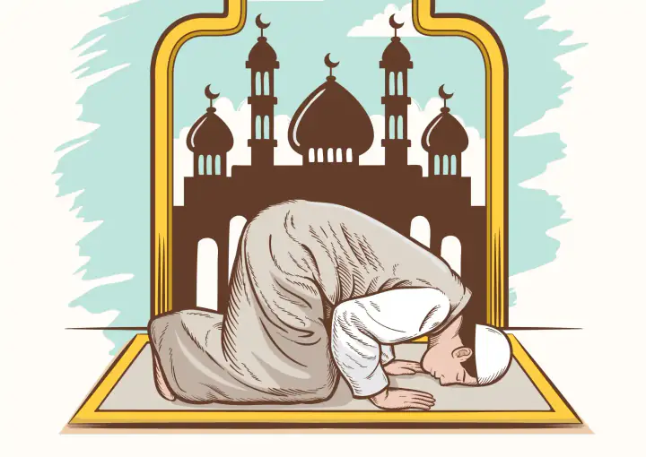 A person is offering namaz
